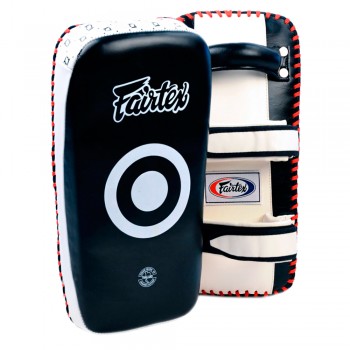 Fairtex KPLC4 Пады Тайские Изогнутые Тайский Бокс "Extra Long Curved Kick Pads" Черно-Белые